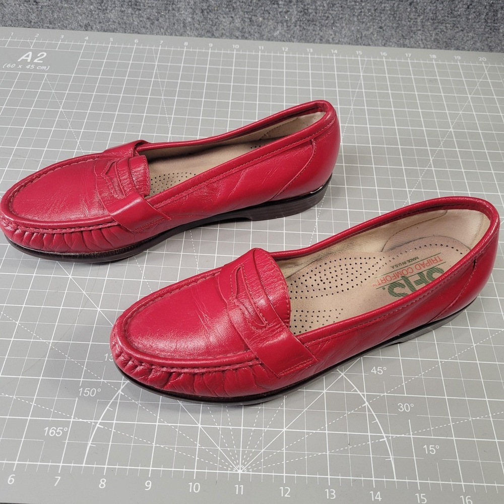 SAS Tripad Comfort Shoes Womens Size 6.5 M Red‎ Leather Loafer Slip On Walking